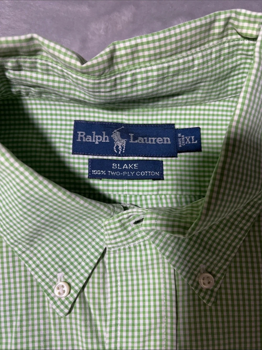 Ralph Lauren Blake Men’s XL Green Gingham Check Button Down Shirt